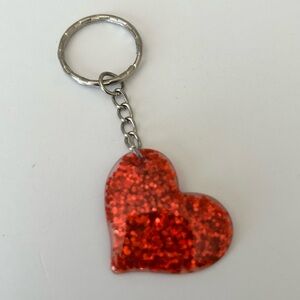 NWT Red Glitter Hanging Heart Keychain
